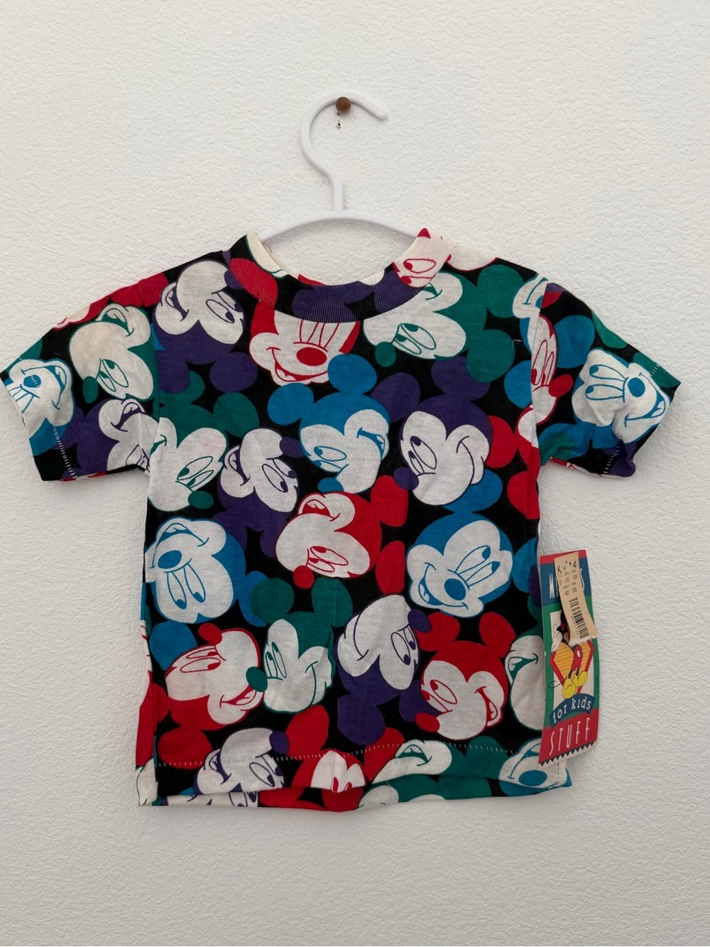 Vintage Toddler Mickey Stuff All Over Print T Shirt Disney 2T Deadstock 90s